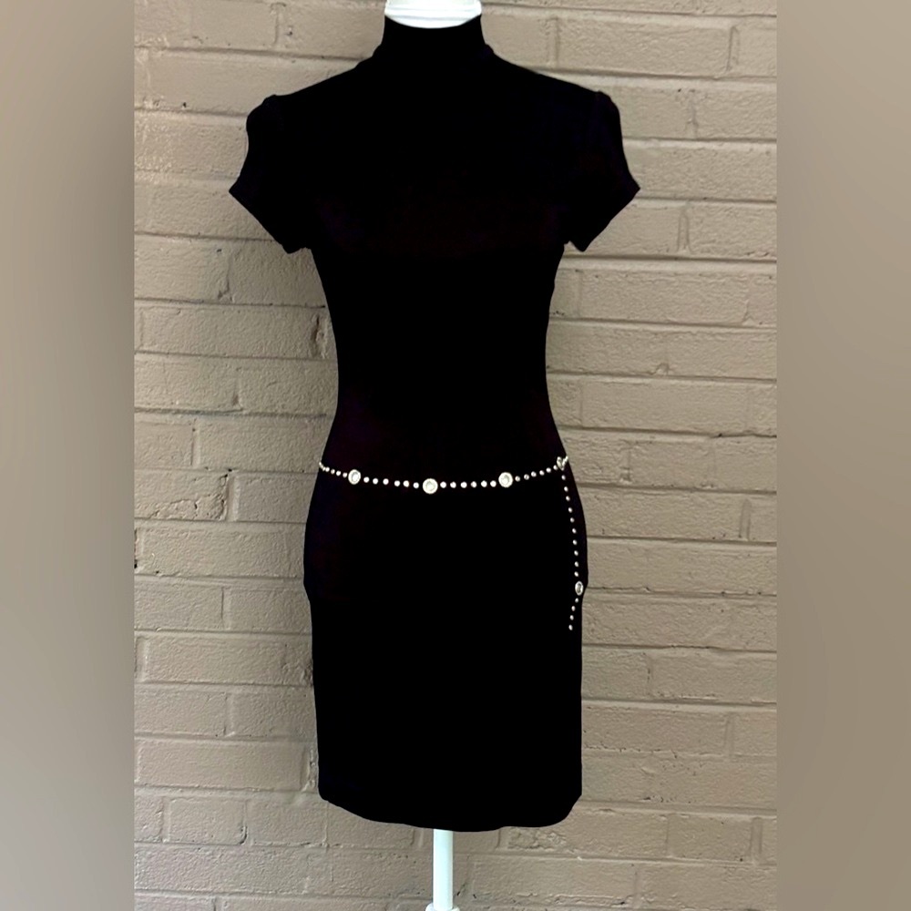 Tadashi Vintage black rhinestone design dress XS P